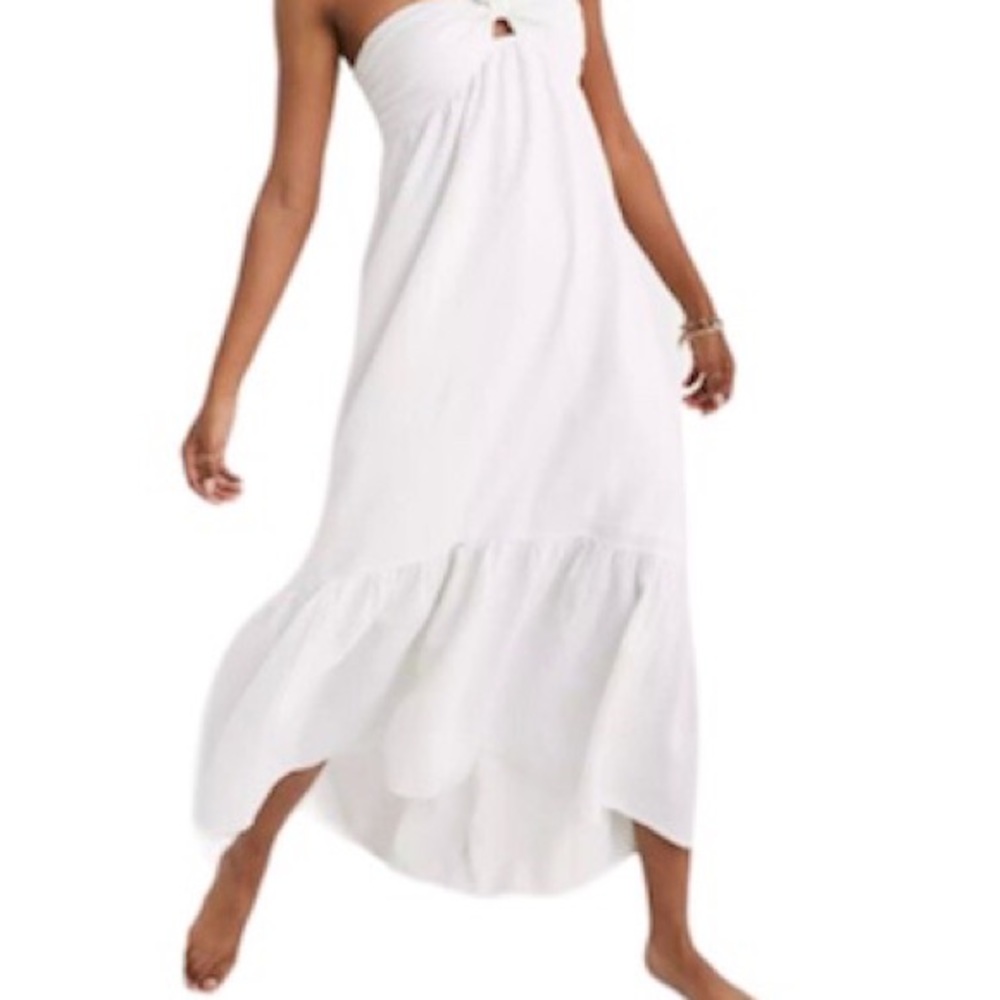 Aerie White High Low Strapless Long Dress Size Small